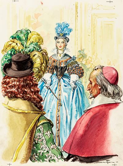 I tre moschettieri - matita, acquerello e tempera su cartoncino