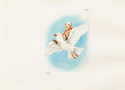 Illustrazione originale per 'Le avventure di Pinocchio', matita, acquerello e tempera su cartonci...