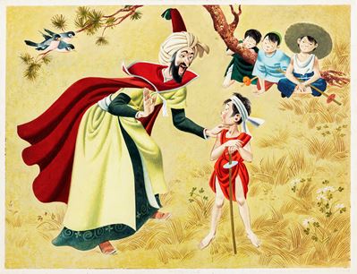 Lupatelli, Il libro di Aladino, tempera su cartone