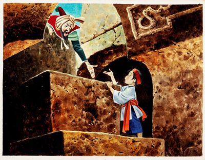 Lupatelli, Il libro di Aladino, tempera su cartone