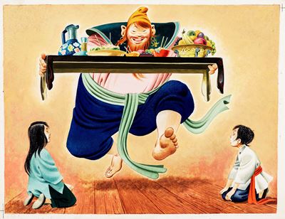 Lupatelli, Il libro di Aladino, tempera su cartone