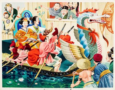 Lupatelli, Illustrazione originale per 'Il libro di Aladino', tempera su cartone