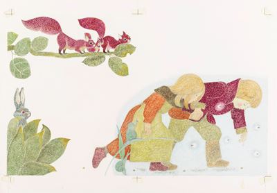 Hansel e Gretel, tempera su cartone