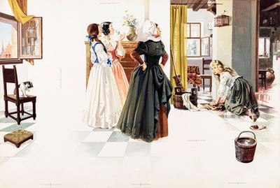Bioletto, Cenerentola - Illustrazione originale, tempera su cartone