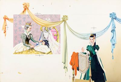 Biancaneve - Illustrazione originale in tempera su cartone
