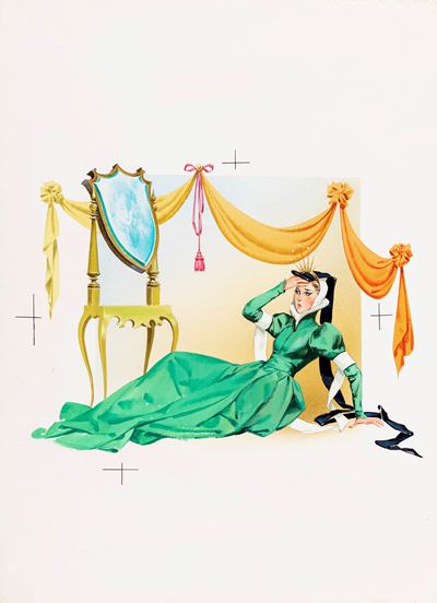 Biancaneve - Illustrazione originale, tempera su cartone