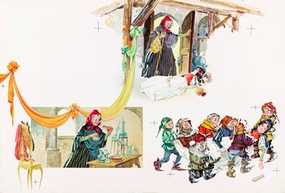 Biancaneve - Illustrazione originale, tempera su cartone
