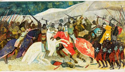 I cavalieri di Re Artù, tempera su cartone