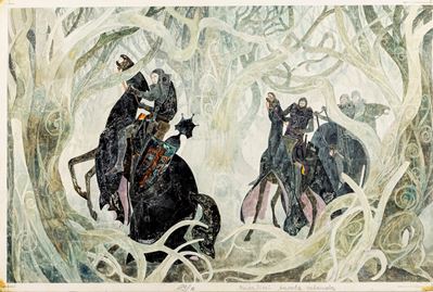 I cavalieri di Re Artù, tempera su cartone