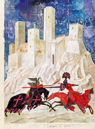 I cavalieri di Re Artù, tempera su cartone