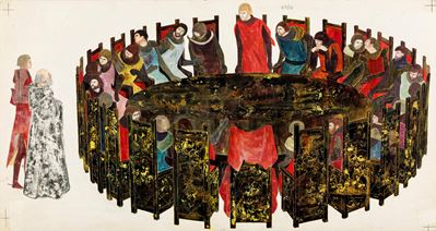 I cavalieri di Re Artù, tempera su cartone