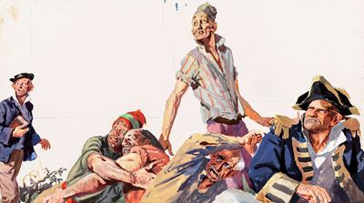 Illustrazione per 'L'isola del tesoro', tempera su cartone