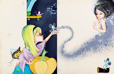 Cenerentola - Illustrazione originale, tempera su cartone