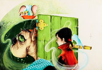 L'acciarino magico - tempera su cartone