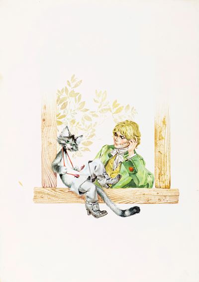 Il gatto dagli stivali (Tempera su cartone, 1966)