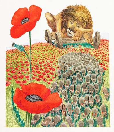 Il mago di Oz, tempera su cartone