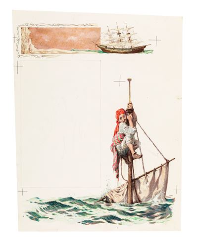 Sinbad il marinaio, tempera su cartone