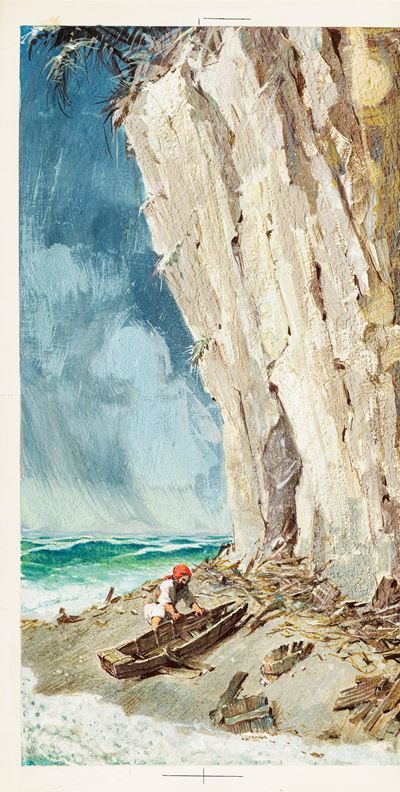 Sinbad il marinaio, tempera su cartone