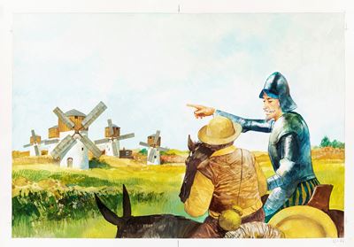 Don Chisciotte - Tempera su cartoncino