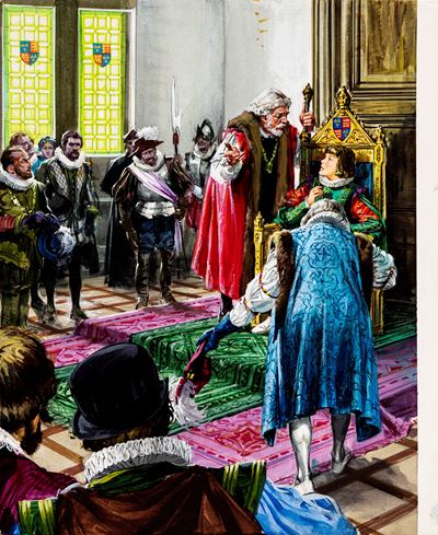 Il principe e il povero - Illustrazione originale, tempera su cartone