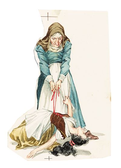 Nardini, Biancaneve e i sette nani, 1954, matita, acquerello e tempera su cartoncino sagomato