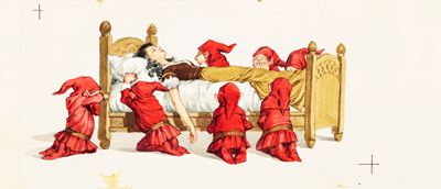 Nardini, Biancaneve e i sette nani, matita, acquerello e tempera su cartoncino