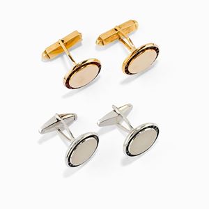 Two pair of 14K white gold, 14K yellow gold and colored gemstone cufflinks, Lucien Piccard