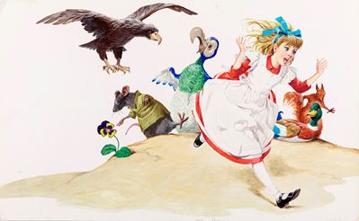 Illustrazione per 'Alice nel Paese delle Meraviglie', tempera su cartone