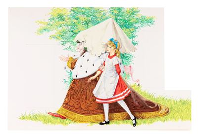 Alice nel Paese delle Meraviglie, tempera su cartone sagomato