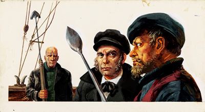 De Gaspari, Illustrazione originale per Moby Dick, tempera su cartone