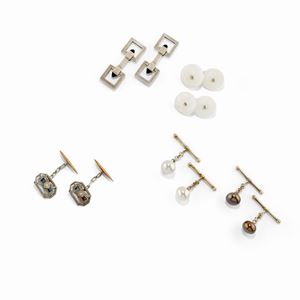 Five pairs of silver cufflinks