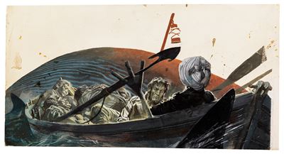 De Gaspari, Illustrazione originale per Moby Dick, tempera su cartone
