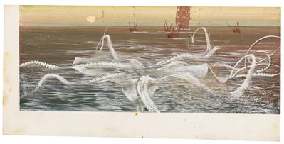 De Gaspari, Illustrazione originale per 'Moby Dick', tempera su cartone
