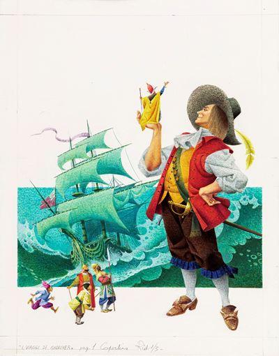 I viaggi di Gulliver, tempera su cartone