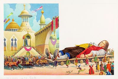 I viaggi di Gulliver, tempera su cartone