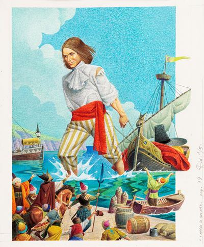I viaggi di Gulliver, tempera su cartone