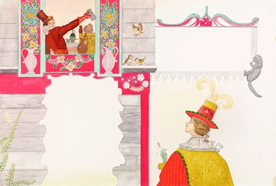 L'uccello d'oro, matita, pastelli e tempera su cartone