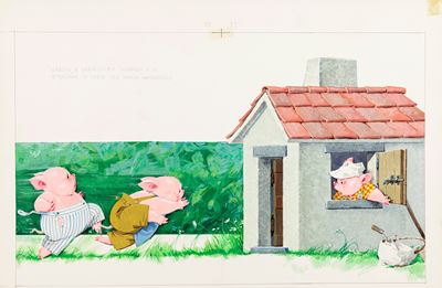 I tre porcellini - tempera su cartone