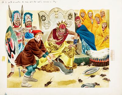 Lupatelli, Dick Whittington - Illustrazione originale, tempera su cartone