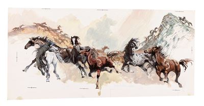 I viaggi di Gulliver - illustrazione originale, tempera su cartone