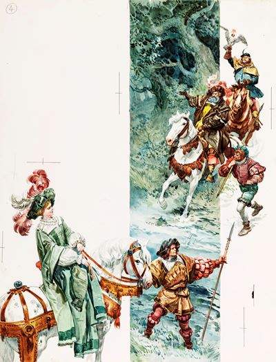 Barbablù - Illustrazione originale in tempera e acquerello