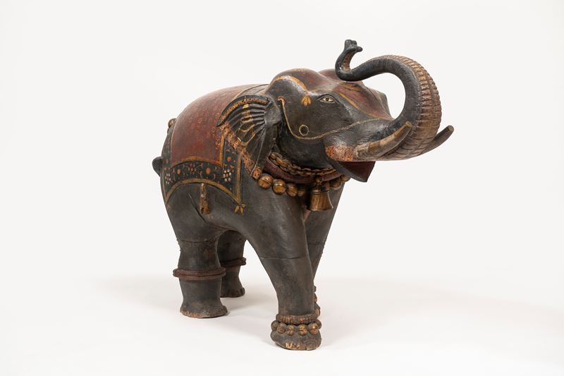 Federa Per Cuscino In Seta Broccato Con Motivo Pavone Ed Elefante – 40x40 Cm, Fatto A Mano In India