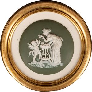 Placca in biscuit raffigurante scena mitologica, secolo XIX
