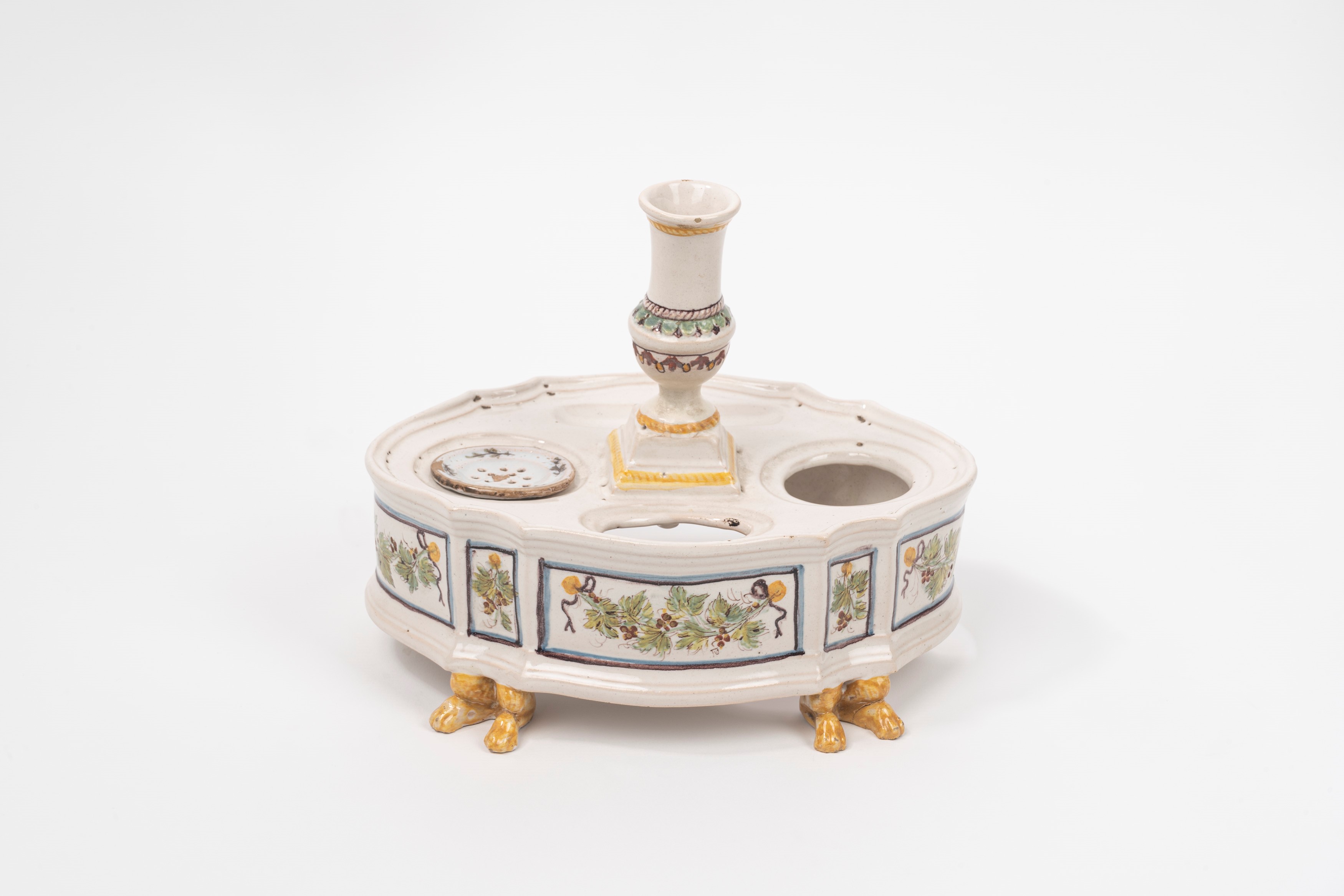 Calamaio in maiolica policroma, secolo XVIII | Incanti d'Arte