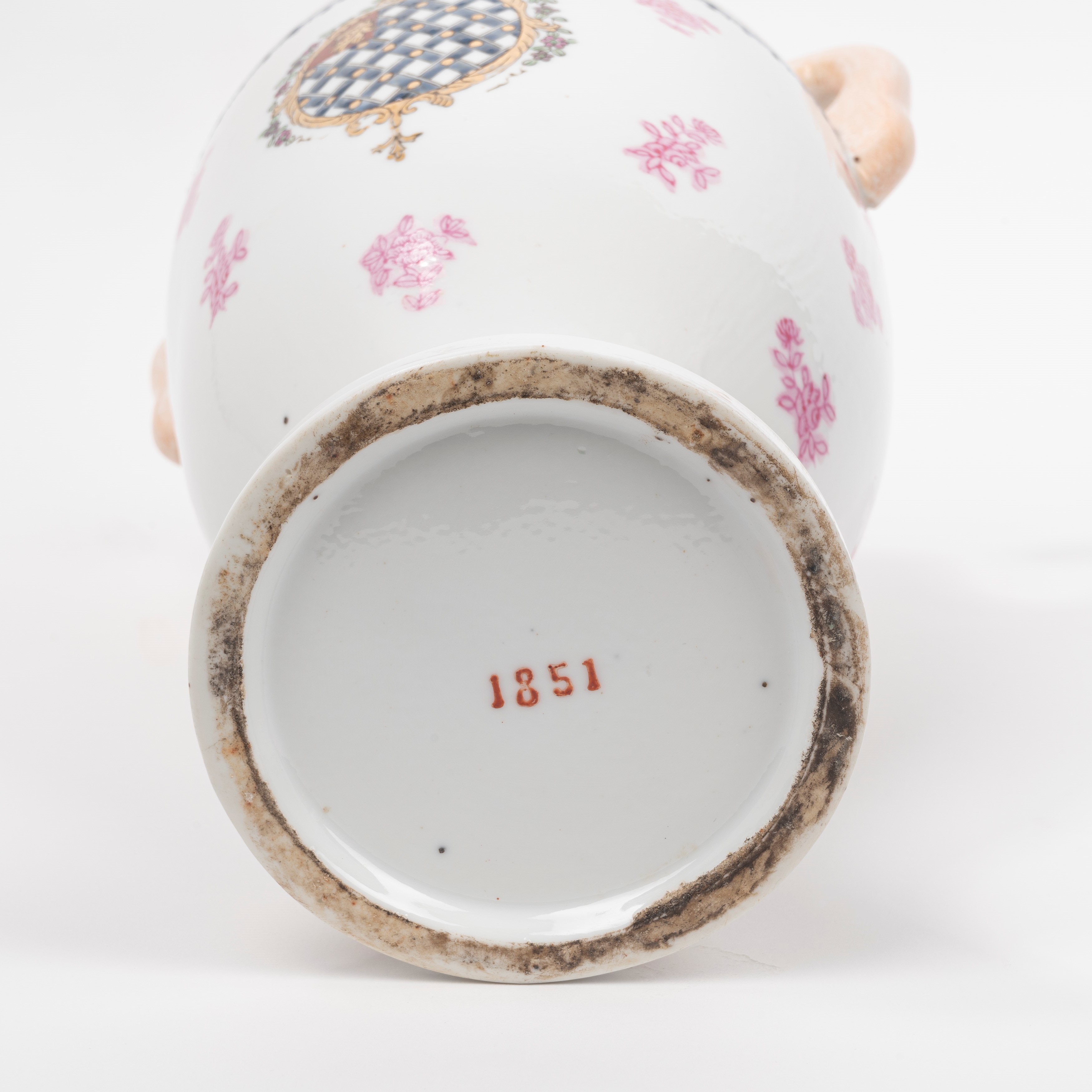 Vaso Biansato con Coperchio in Porcellana Policroma, 1851