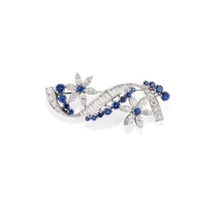Sapphire and diamond brooch