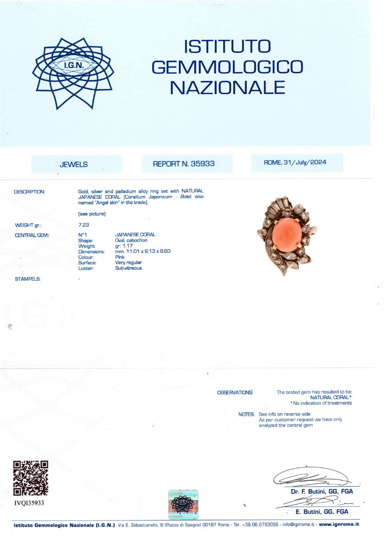 Anello con Corallo