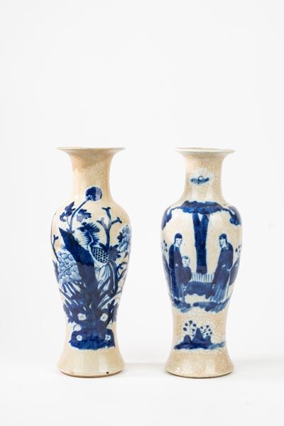 Coppia di Vasi in Porcellana Nankino, Cina, Inizi Secolo XX