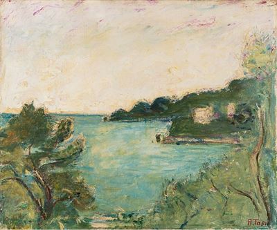 Portofino, olio su tela, cm 50x60, circa 1950
