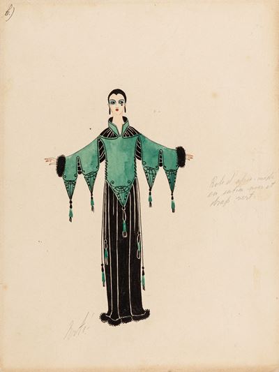 Robe D'après-midi En Satin Noir Et Drap Vert